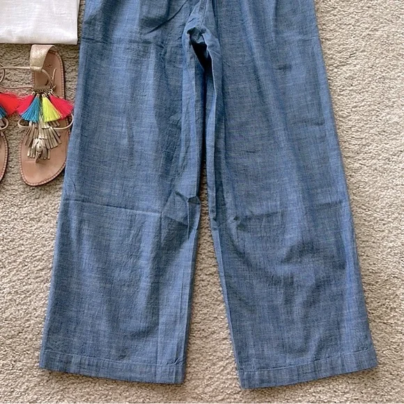 J. Crew Chambray Tie Waist Wide Leg Pants - Picture 8 of 9